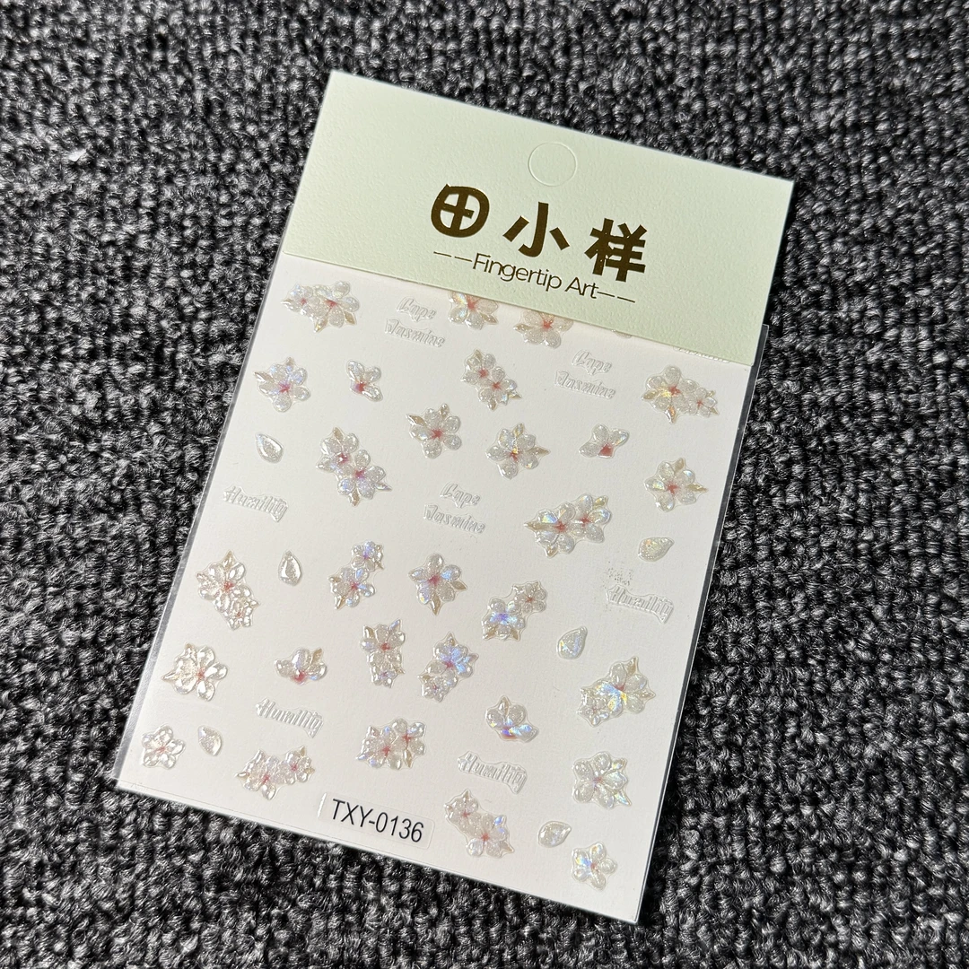 【3张TXY-0136】女款白色迷你小熊可爱日系卡通工艺ins风款美甲贴纸