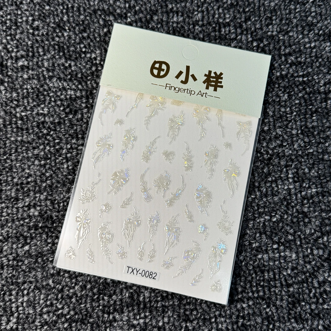 【3张TXY-0082】ins风款女款白色小熊可爱夏日冰透指尖混搭美甲贴纸