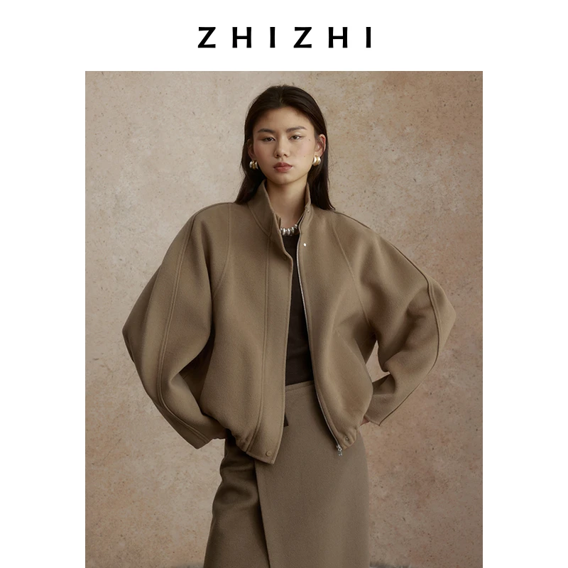 致知刺古鹰 雅丹风短款毛呢外套女2024秋季新款气质ZZ2DAWW8008