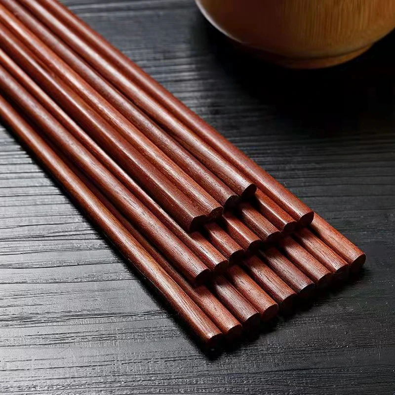 无漆无蜡天然原木实木筷红檀木筷子防霉防滑家用厨房耐菜板