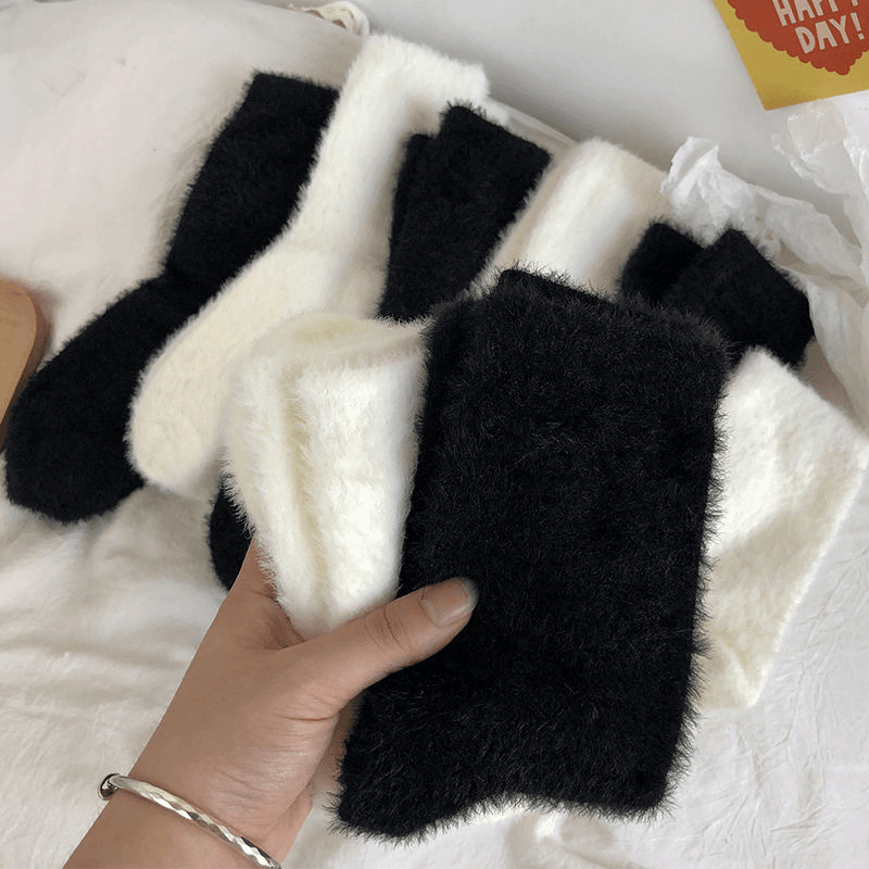 长筒袜女秋冬防寒保暖巨厚水貂绒袜子秋冬加绒加厚中筒袜袜毛绒男