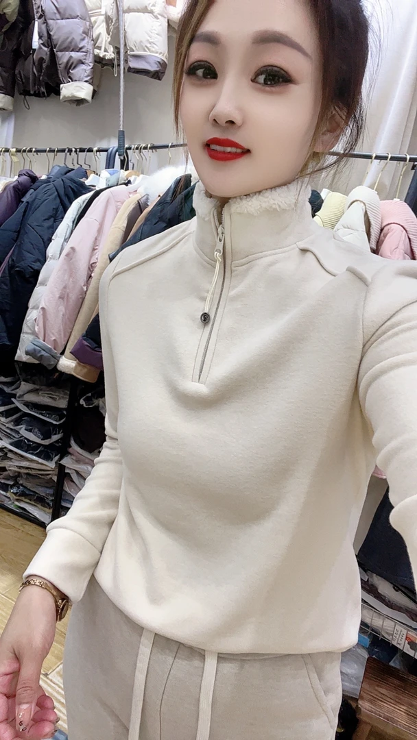 【黄静优选】欧货洋气加绒加厚半拉链打底