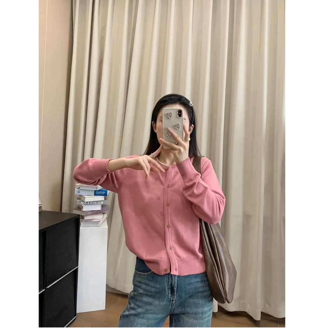 定制款圆领小开衫毛针织衫可内搭可外穿