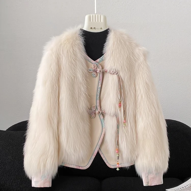 新中式毛毛外套女短款2024新冬季减龄名媛设计32892#