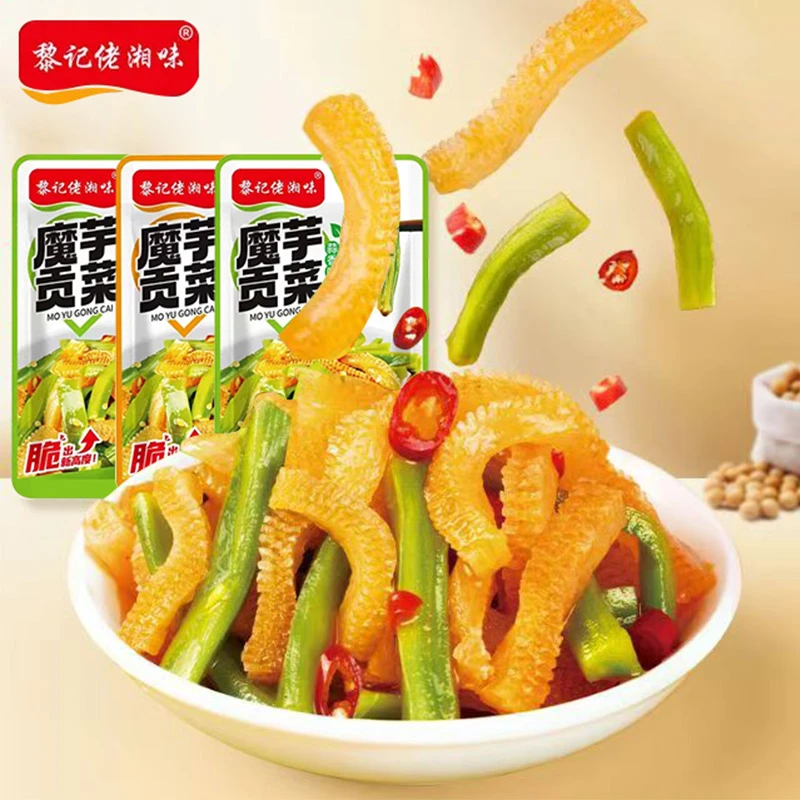 黎记佬湘味魔芋贡菜开胃香辣小包装休闲好吃零食即食解馋追剧网红