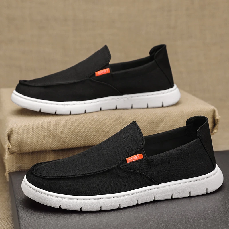 老北京布鞋男夏季懒人一脚蹬千层底黑色帆布鞋渔夫休闲防滑工作鞋