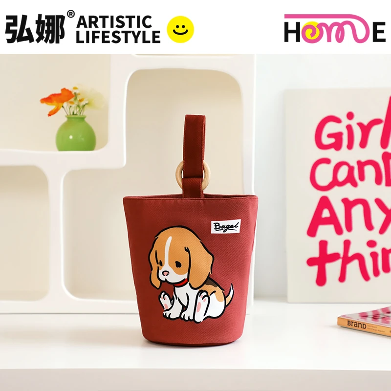 弘娜XMeiji明治 原创百搭宠物水桶包女时尚手提包包单肩通用布包