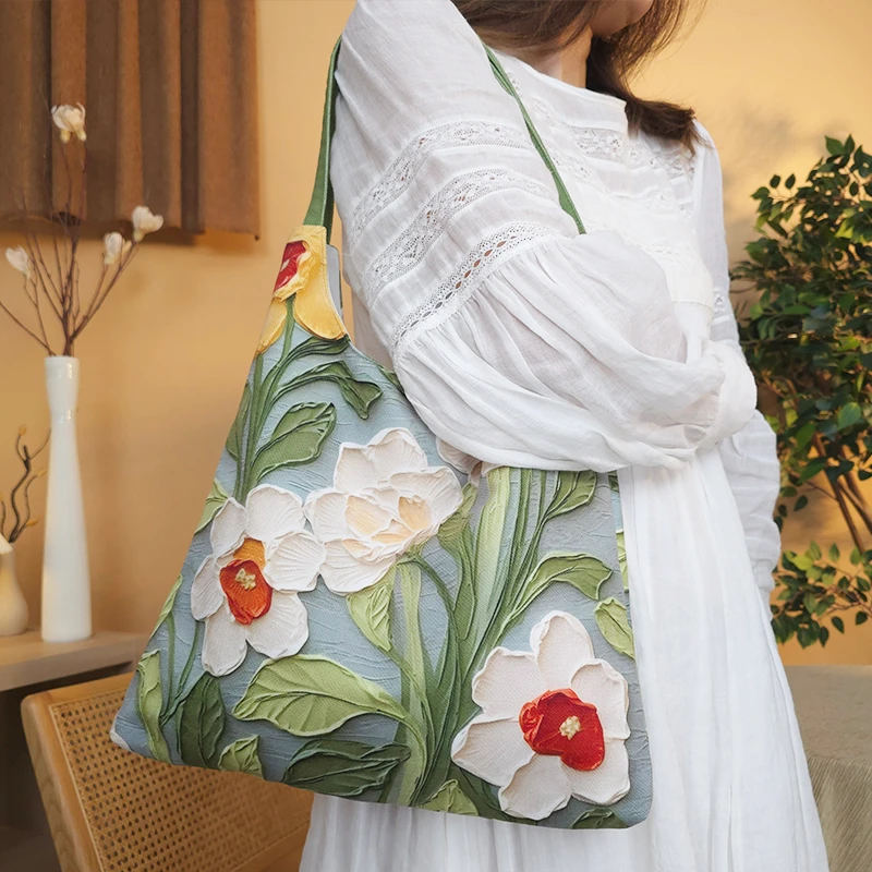 弘娜x色彩探险家 原创百搭艺术小众托特包手提单肩包大容量女包包