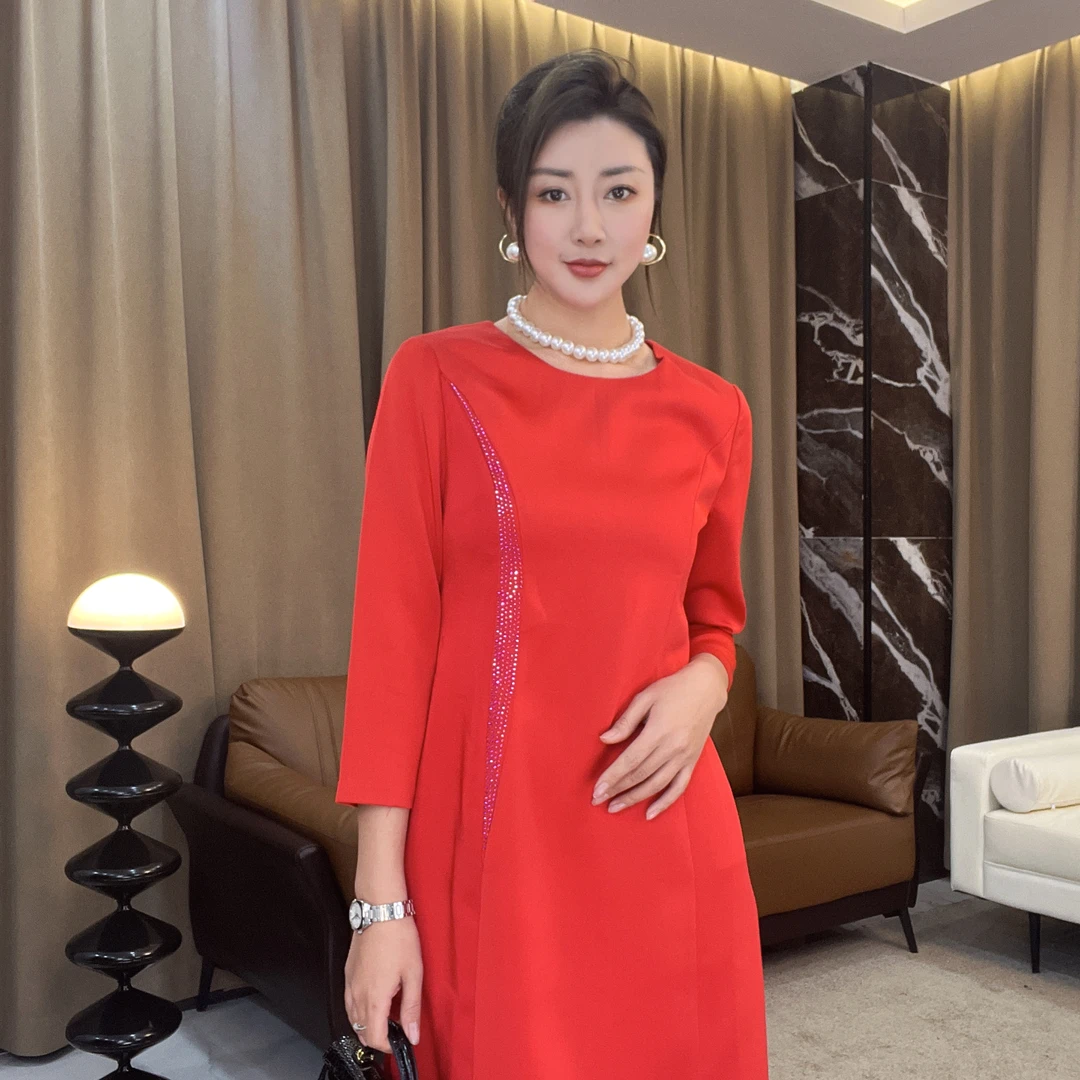 【HQ481】时尚爆款休闲减龄韩版春款中式气质修身连衣裙秋裙