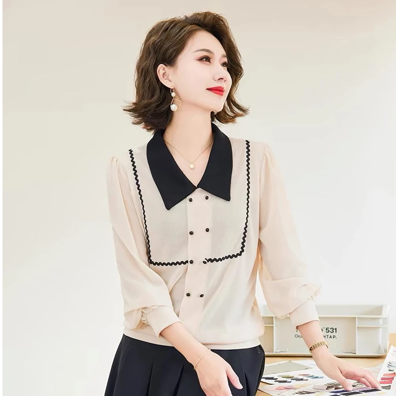 【HX364】2024妈妈春装上衣洋气套装中年时尚小衫女装春秋衫长袖
