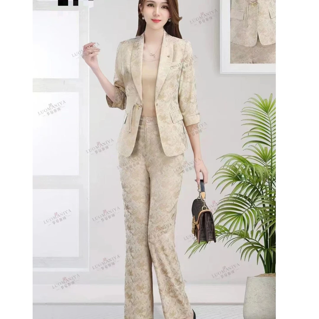 【HT670】新款套装中国风女2024春秋新款国风短外套秋套装三件套