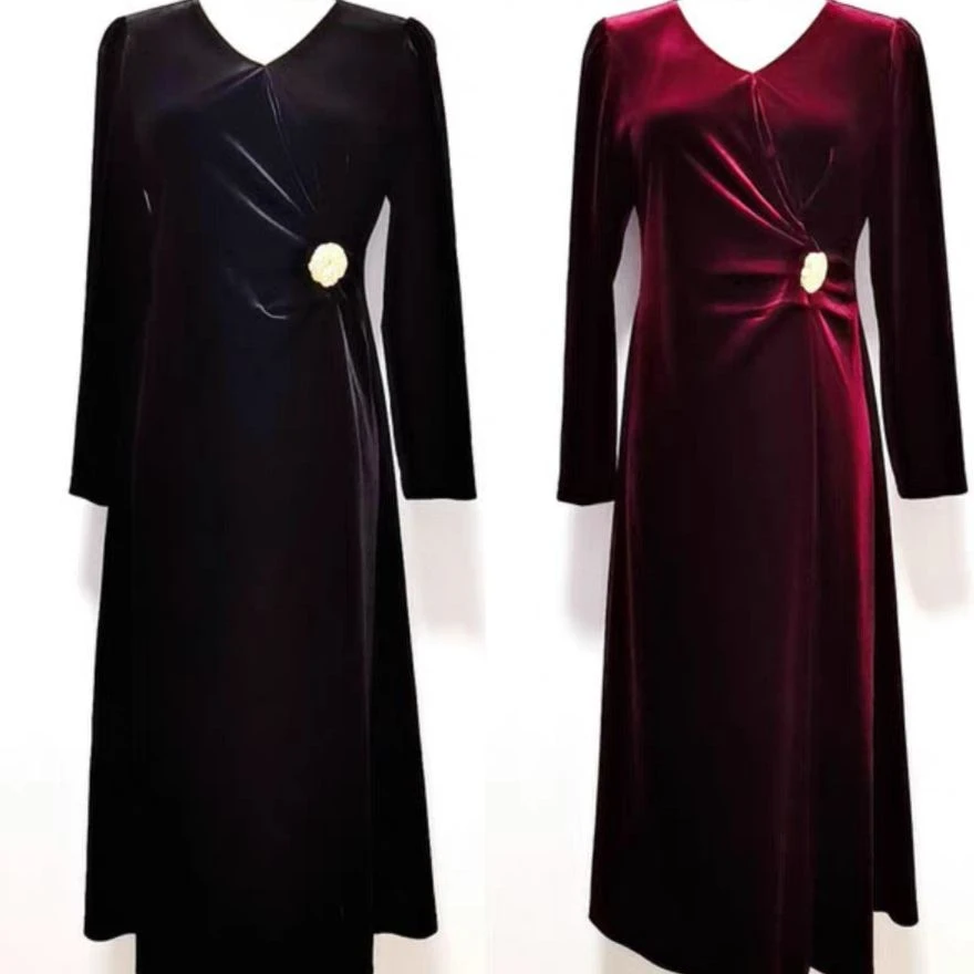 【HQ620】长袖连衣裙2024年新款春秋气质时尚洋气高端精致妈妈裙