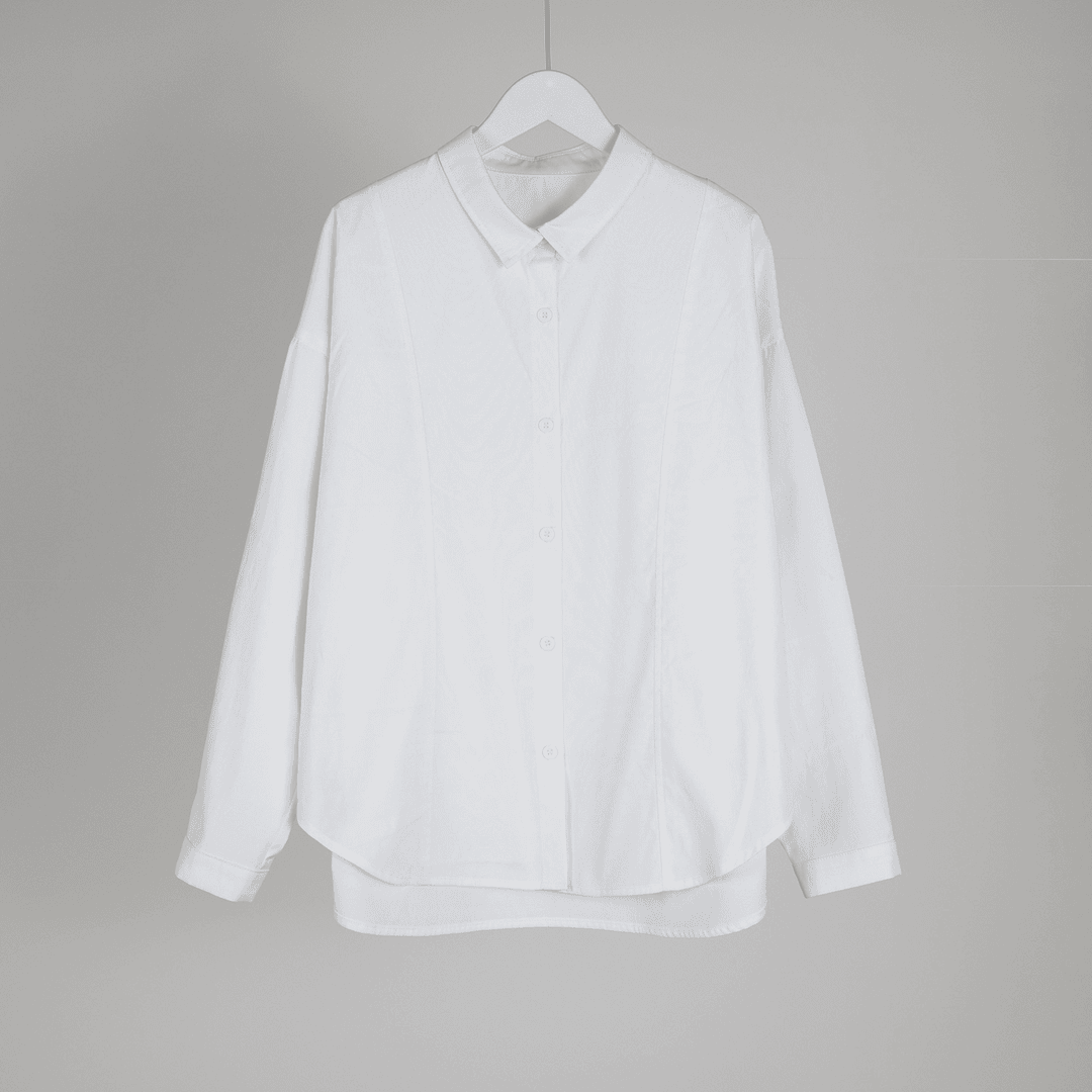 jiliyuma/几里与麻 （）气质打底纯色简约纯棉衬衫衣长70胸围128094715