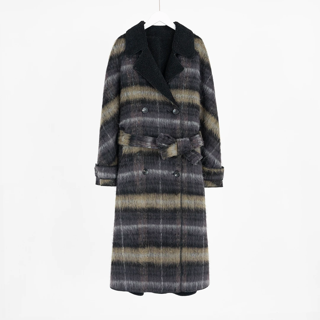 （几里）气质百搭时尚加绒毛呢外套 衣长117 胸围126 126116