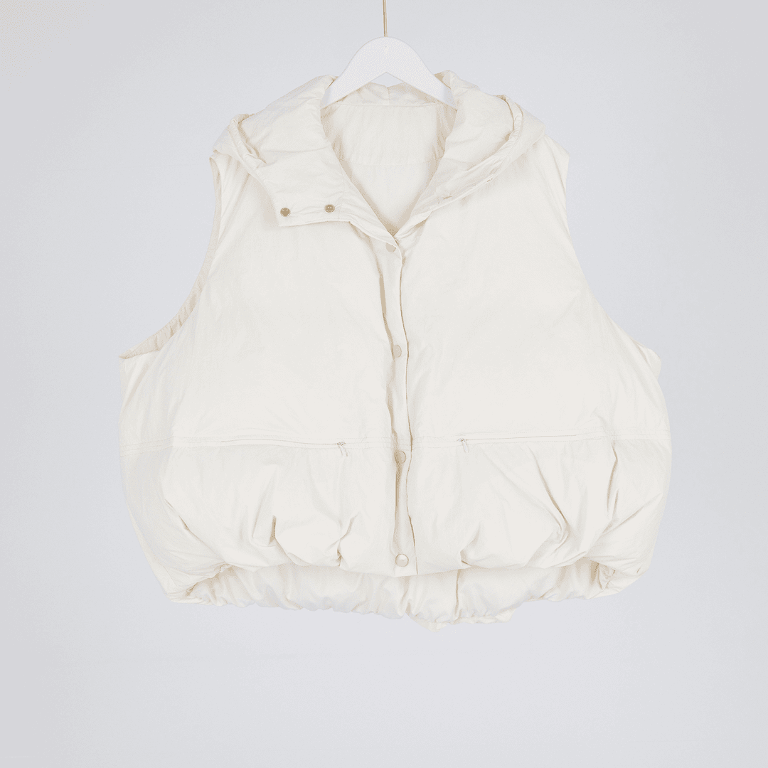 jiliyuma/几里与麻 （）复古纯色休闲百搭马甲羽绒服衣长52胸围150106426