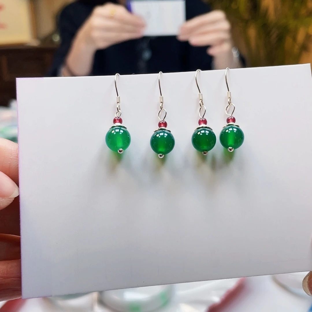 【闪购商品】玛瑙/玉髓耳饰银S925镶嵌多样性发货一对