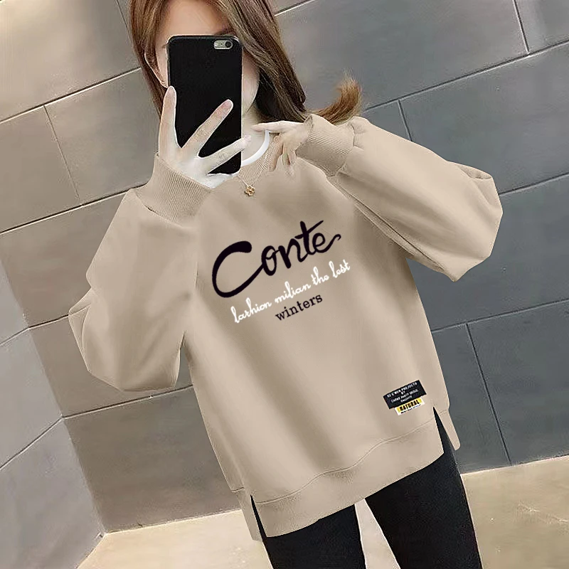 春秋假两件圆领卫衣女2024新款爆款宽松显瘦洋气减龄外套上衣ins