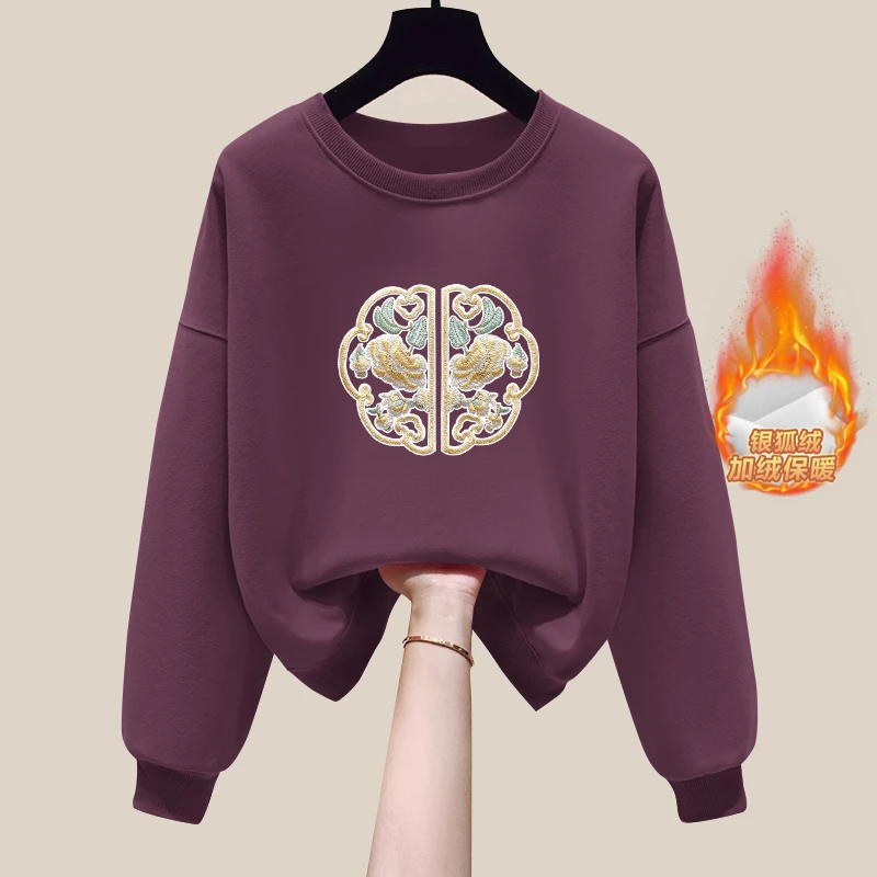 2024春秋冬季薄款/加绒加厚卫衣女中国风百搭新中式女士休闲上衣