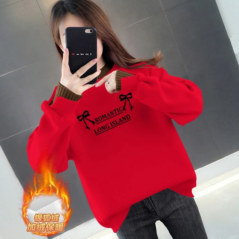 蛇年红色卫衣女款秋冬新款本命年衣服2025年圆领长袖套头衫上衣款