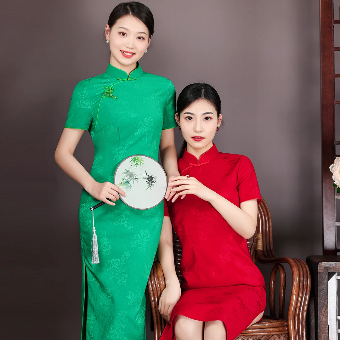 （崔万志旗袍）原创设计手工花扣   高考日常改良旗袍连衣裙 WZ5092