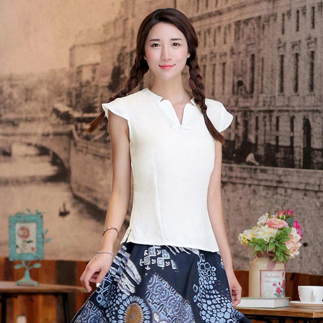 （崔万志旗袍）中国风唐装旗袍上衣改良百搭修身简约优雅清仓65082