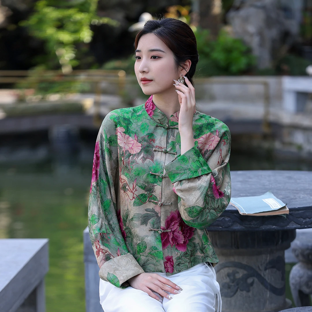 （崔万志旗袍）交织香云纱 桑蚕丝真丝新中式国风上衣外套 WZ5708