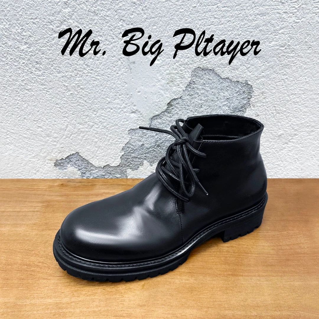 水洗马皮休闲厚底沙漠靴男鞋高帮秋冬固特异工艺真皮大底系带款