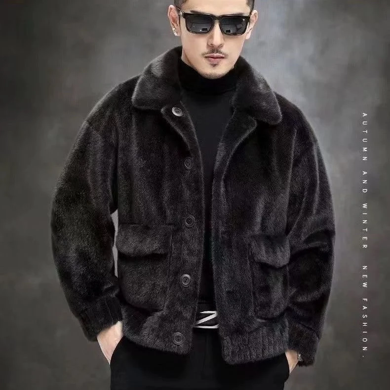 2024冬季新品貂绒加厚男士夹克外套