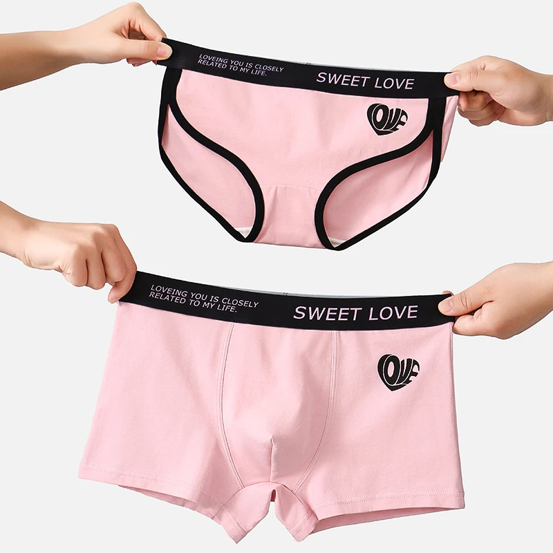 装情侣情侣款内裤男士内裤粉色情侣情侣款短裤女士内裤平角舒适