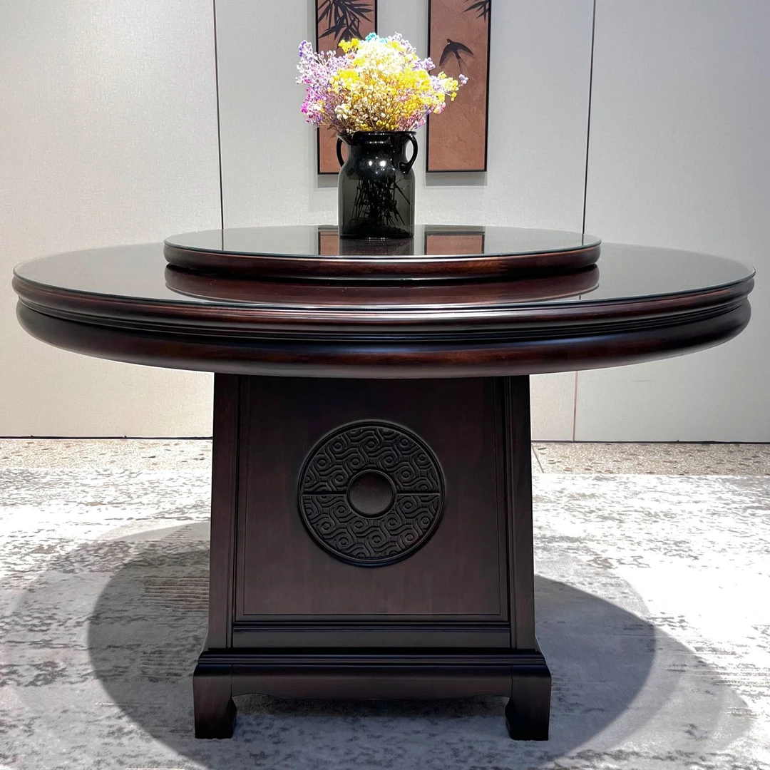 鼓边圆桌平面带转盘