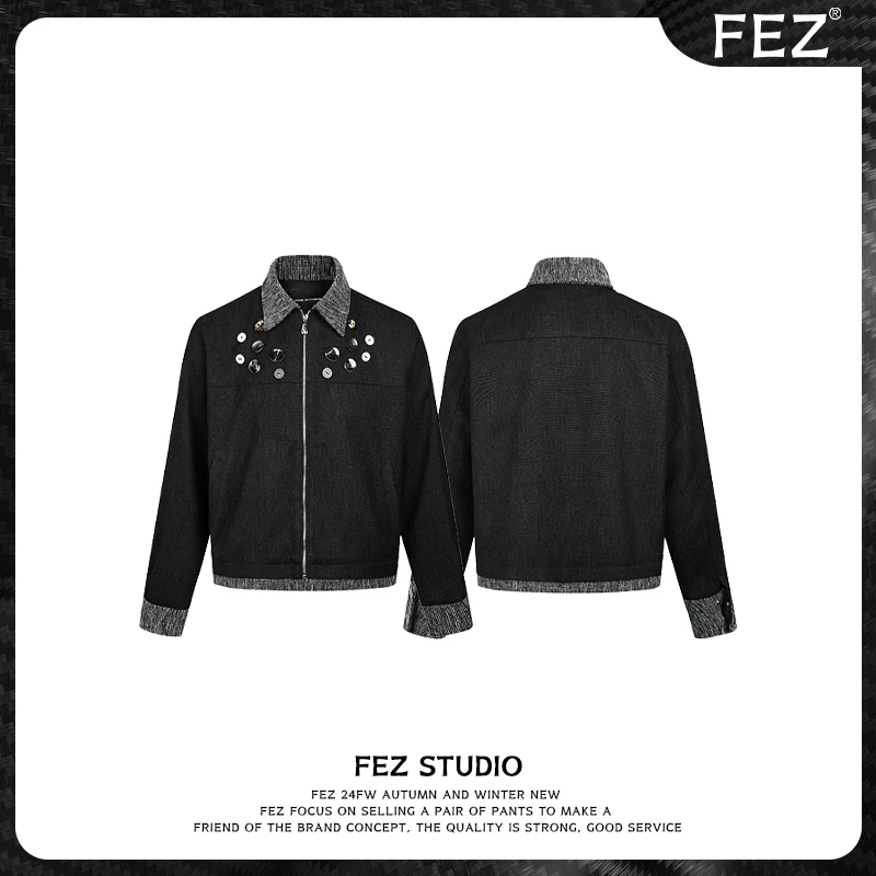 ErChen 24FW高级cleanfit街头Boxy短宽贝壳扣夹克外套男女同款