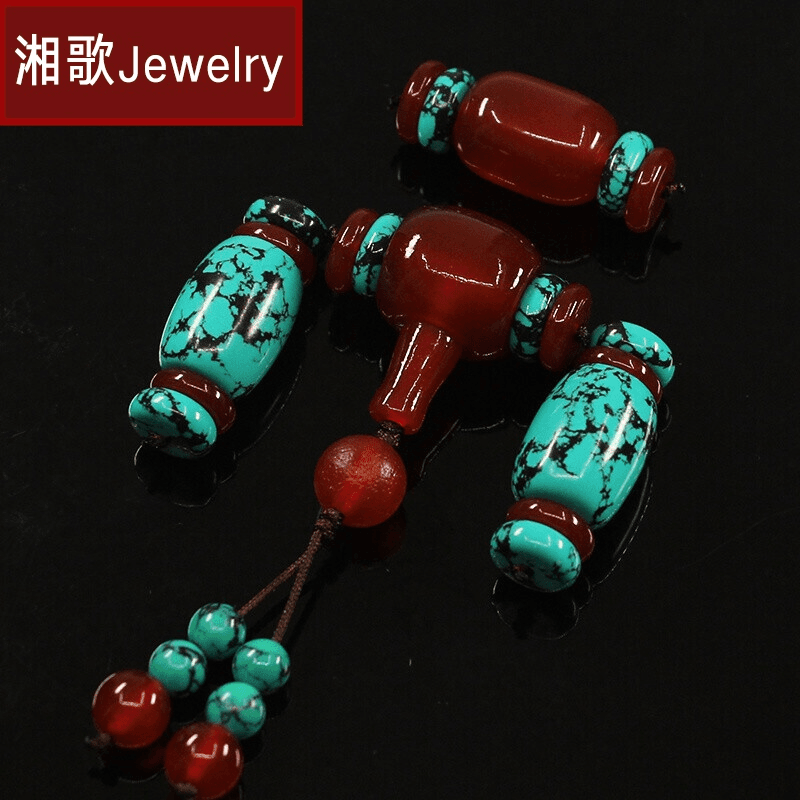 湘歌 小金刚星月菩提配饰套装套餐文玩装饰配件组合四件套三通佛