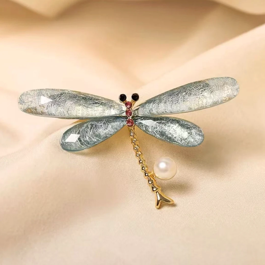 361  DF清新蜻蜓白色珍珠胸针
