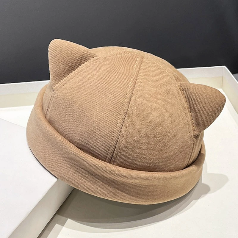 秋冬季猫耳朵可爱地主帽子女韩版百搭街头个性冷帽瓜皮帽贝雷帽潮