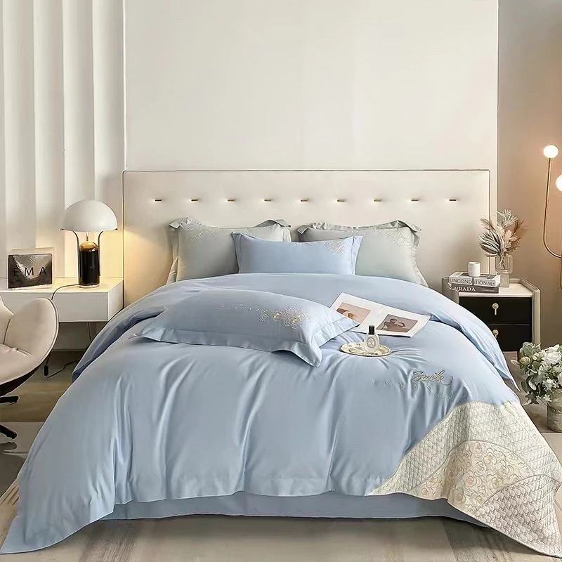 纯棉高端刺绣双拼法式风情四件套