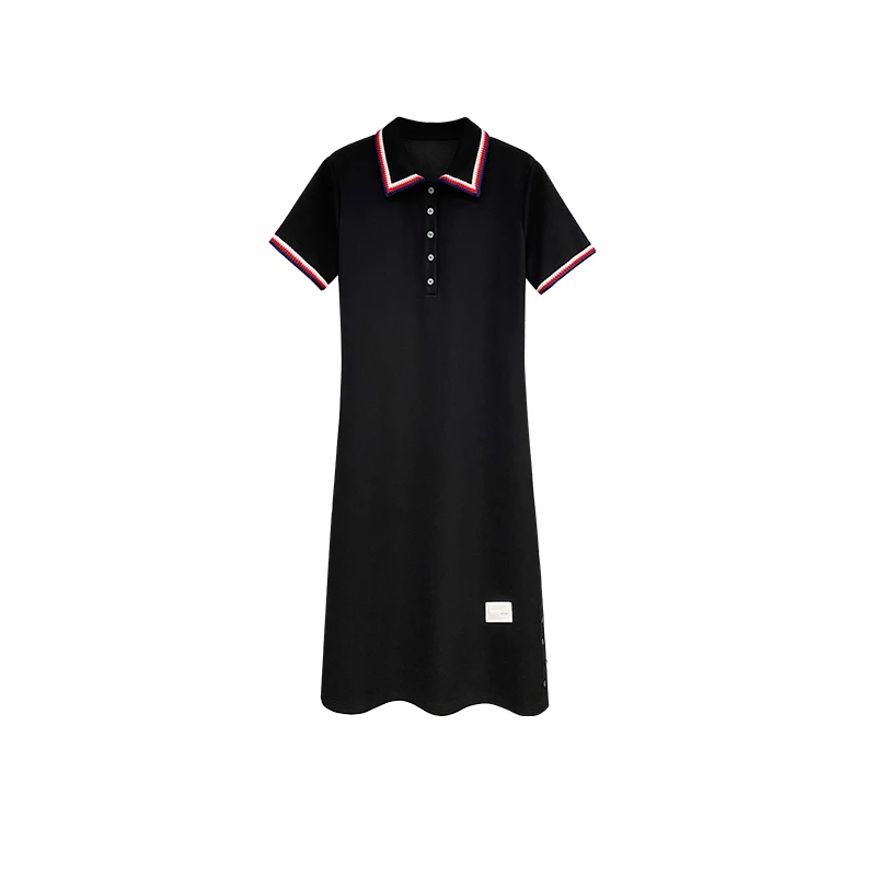 时尚高级撞色运动系POLO领连衣裙301079