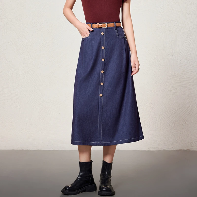 高级感TR仿牛仔半身裙配腰带800938【Q】