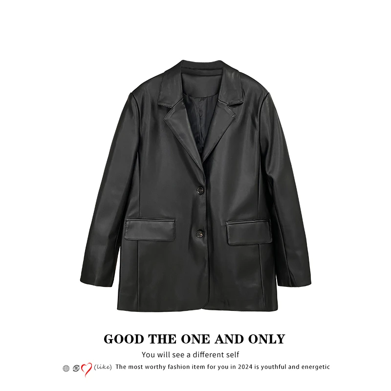高级感炸街宽松PU皮衣外套8300