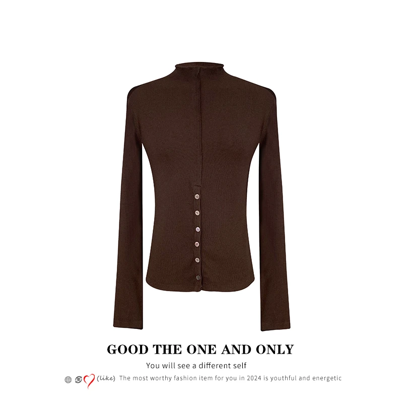 法式高级设计感排扣醋酸显瘦上衣600649