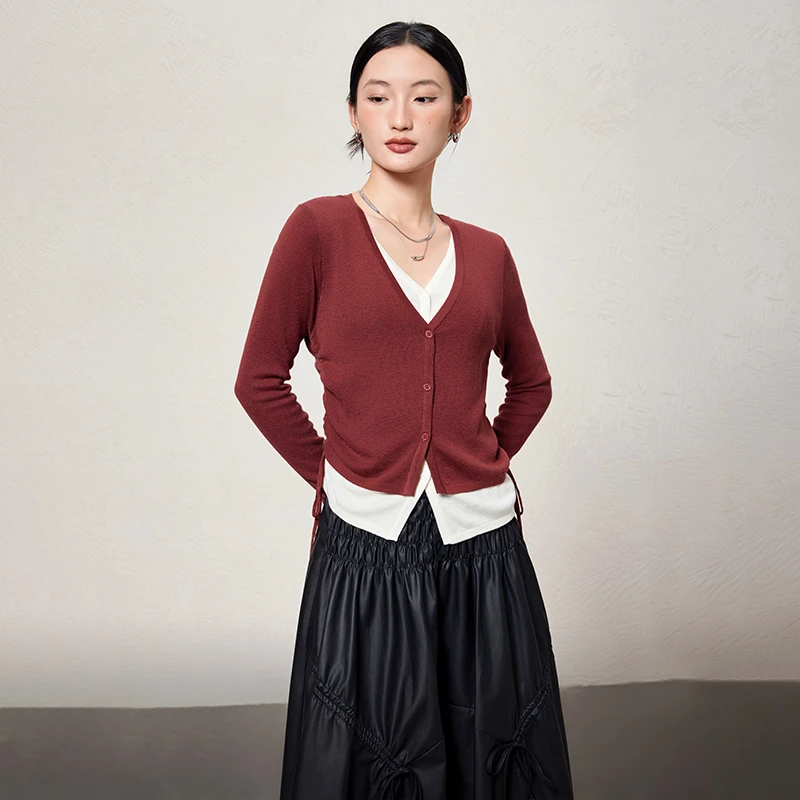 【墨韵佳人】时尚高级设计感撞色拼接假两件天丝T恤打底衫103551【Q】