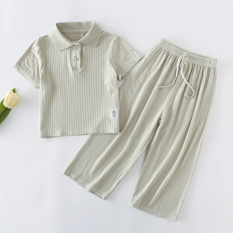 韩单儿童休闲套装夏季女童时髦夏季运动套装女童洋气薄款两件套