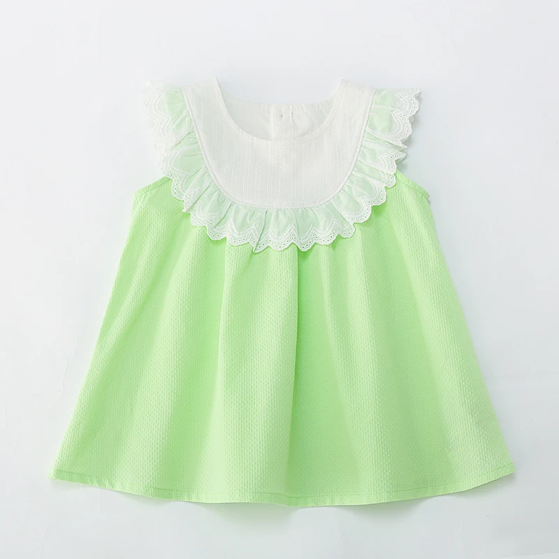 儿童纯棉碎花上衣裙连衣裙女童娃娃衫夏季新款纯棉气质花边上衣裙