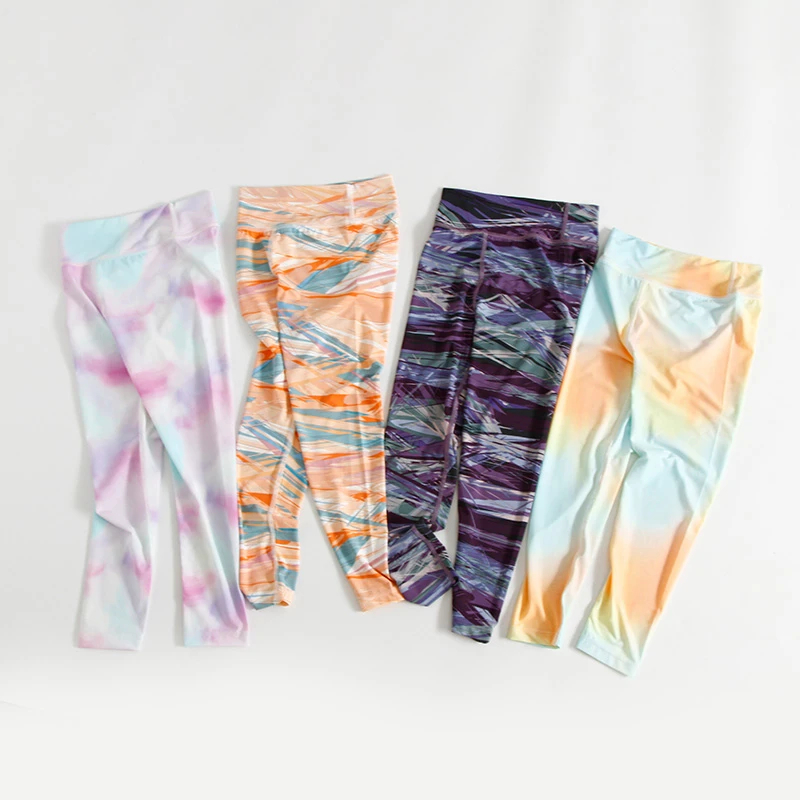 儿童弹力瑜伽裤女童裤子夏儿童高弹瑜伽裤户外运动裸感紧身裤