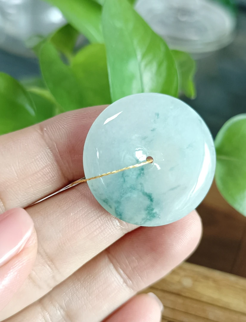 缅甸天然翡翠a货平安扣带证书礼盒