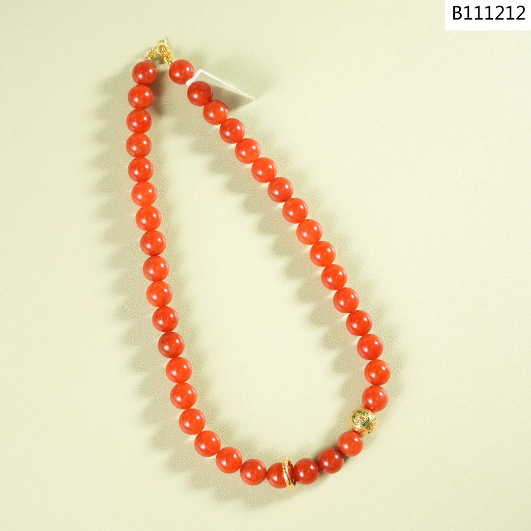 【老掌柜】18K冰红妈妈链/南红项链/金跑环  B111212