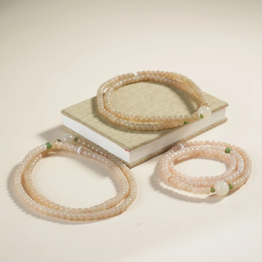 【老掌柜讲珠宝】和田玉/DIY两用藕粉多圈手串/ 多样性发一件M31016