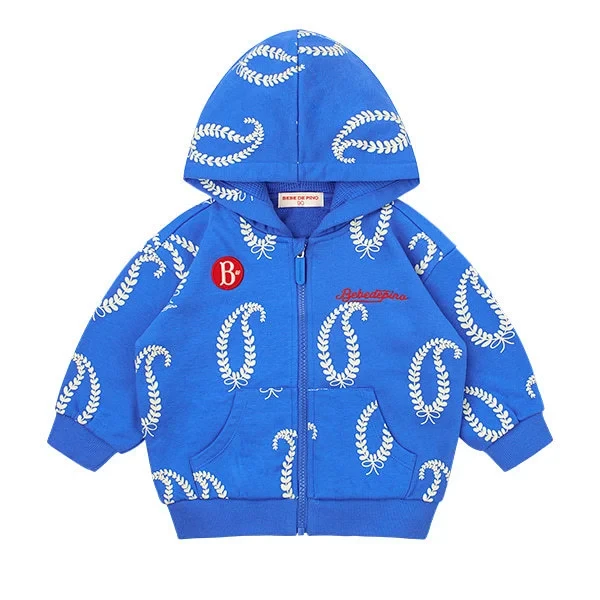 WT667 白心树叶连帽蓝外套