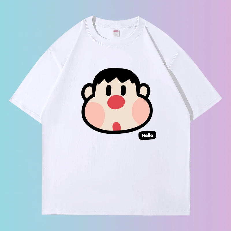 大头胖虎潮牌短袖t恤男女同款日系卡通重磅纯棉宽松百搭上衣半袖