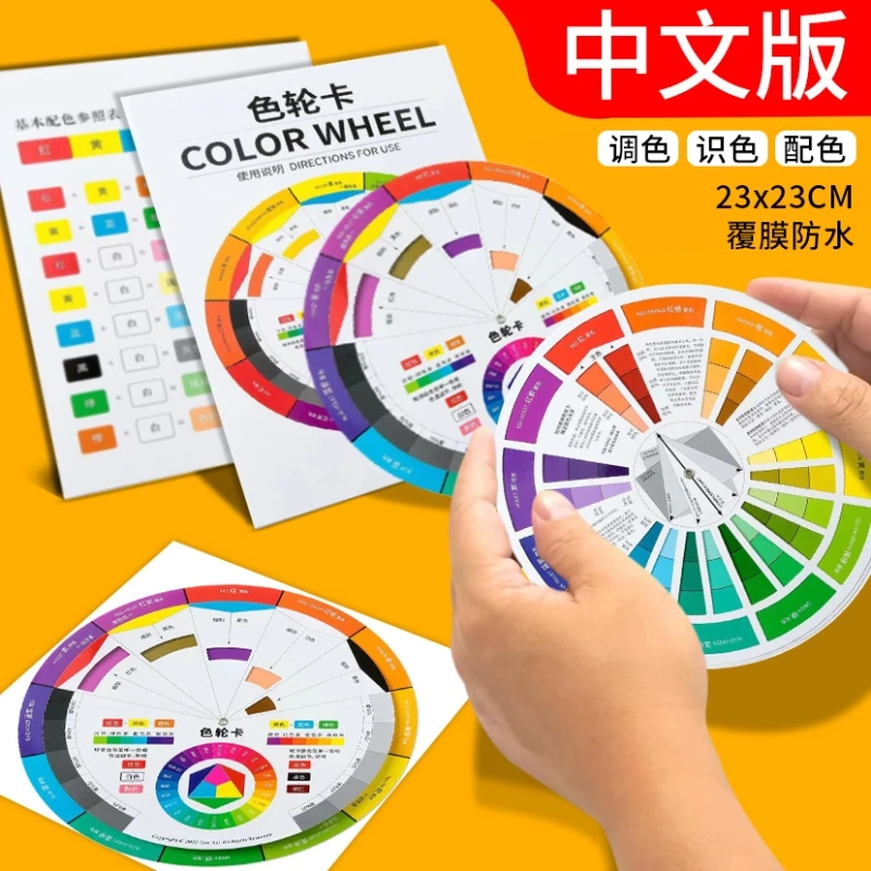 功能色轮卡12色相环挂图三原色环盘国际准美术颜色彩搭配表