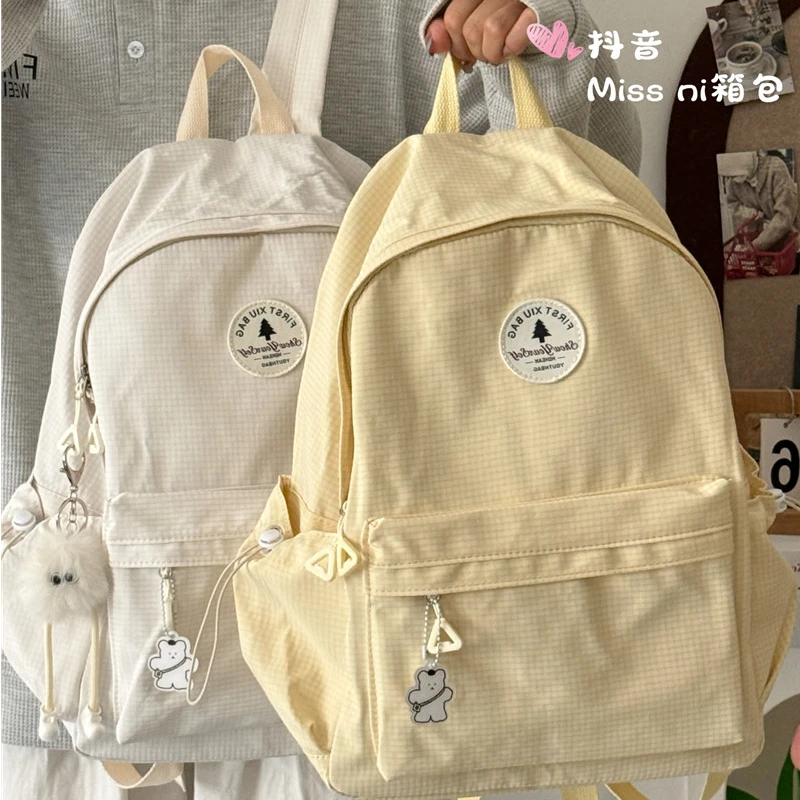 书包高颜值百搭小众设计初中高中生大容量双肩包韩版ins轻便背包